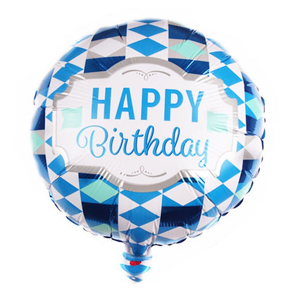 Blue diamond pattern Happy Birthday foil balloon, 18 inch