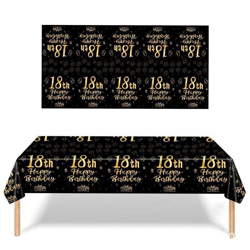 Black & Gold Birthday Party Supplies – Disposable Plates, Napkins, Cups & Tablecloth Set for Baby Boy or Girl Themed Celebration