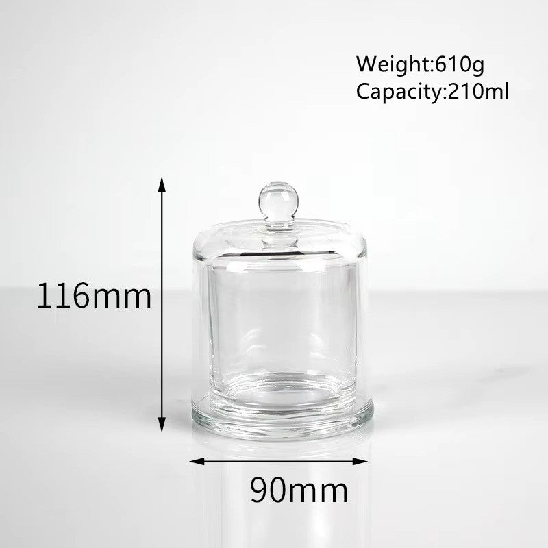 Luxury Empty Clear Glass Transparent Bell Shape Desktop Candle Holder Scented Candle Jar With Cover for Decoration DIY Candle (120ml-730ml)