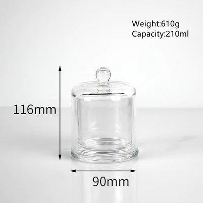 Luxury Empty Clear Glass Transparent Bell Shape Desktop Candle Holder Scented Candle Jar With Cover for Decoration DIY Candle (120ml-730ml)