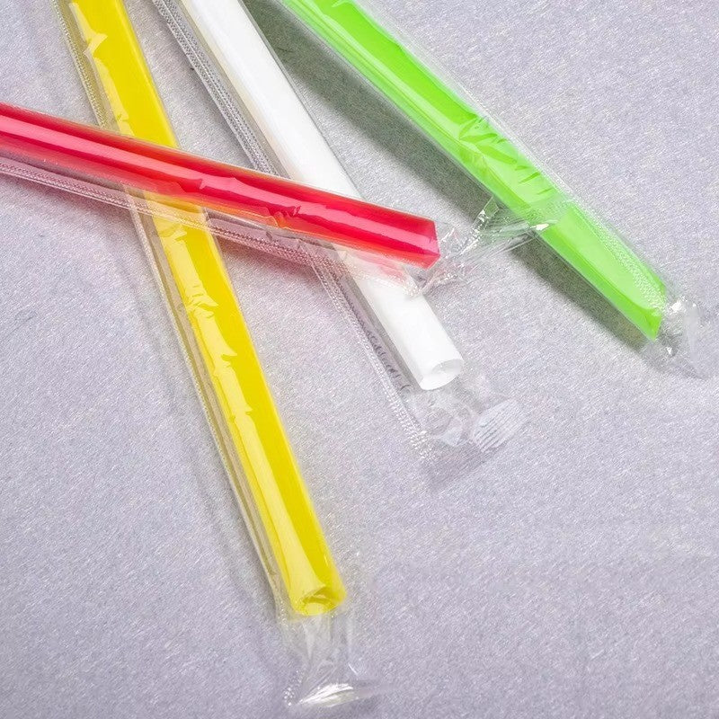 21cm Disposable Colorful Straight Plastic Drinking Straw Boba Milk Tea Straw