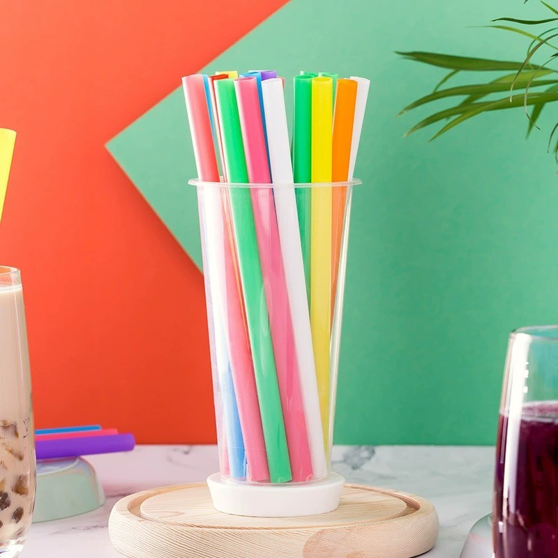 21cm Disposable Colorful Straight Plastic Drinking Straw Boba Milk Tea Straw