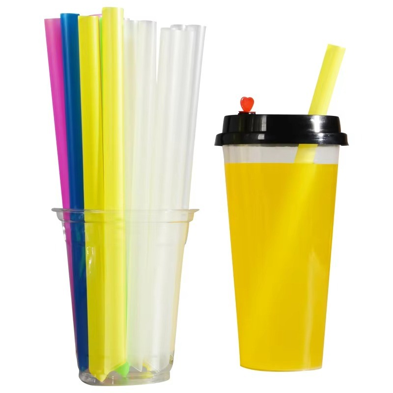 21cm Disposable Colorful Straight Plastic Drinking Straw Boba Milk Tea Straw