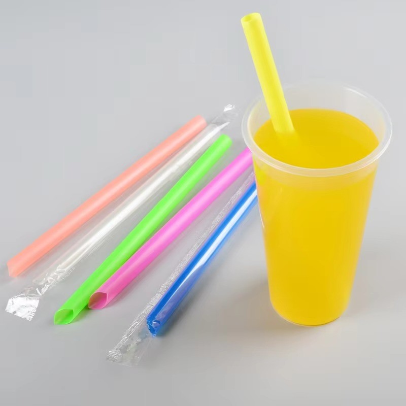 21cm Disposable Colorful Straight Plastic Drinking Straw Boba Milk Tea Straw