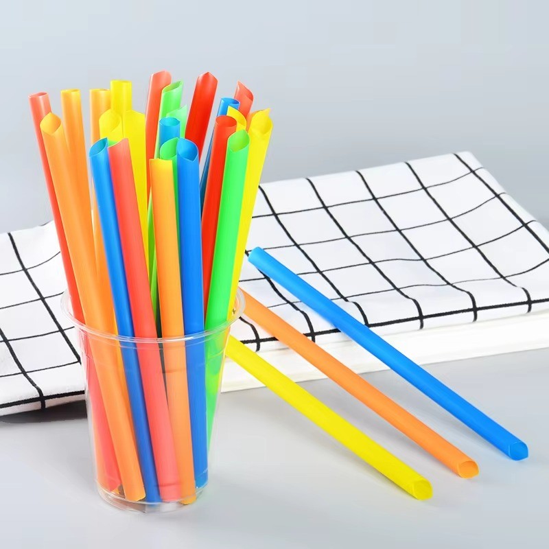 21cm Disposable Colorful Straight Plastic Drinking Straw Boba Milk Tea Straw