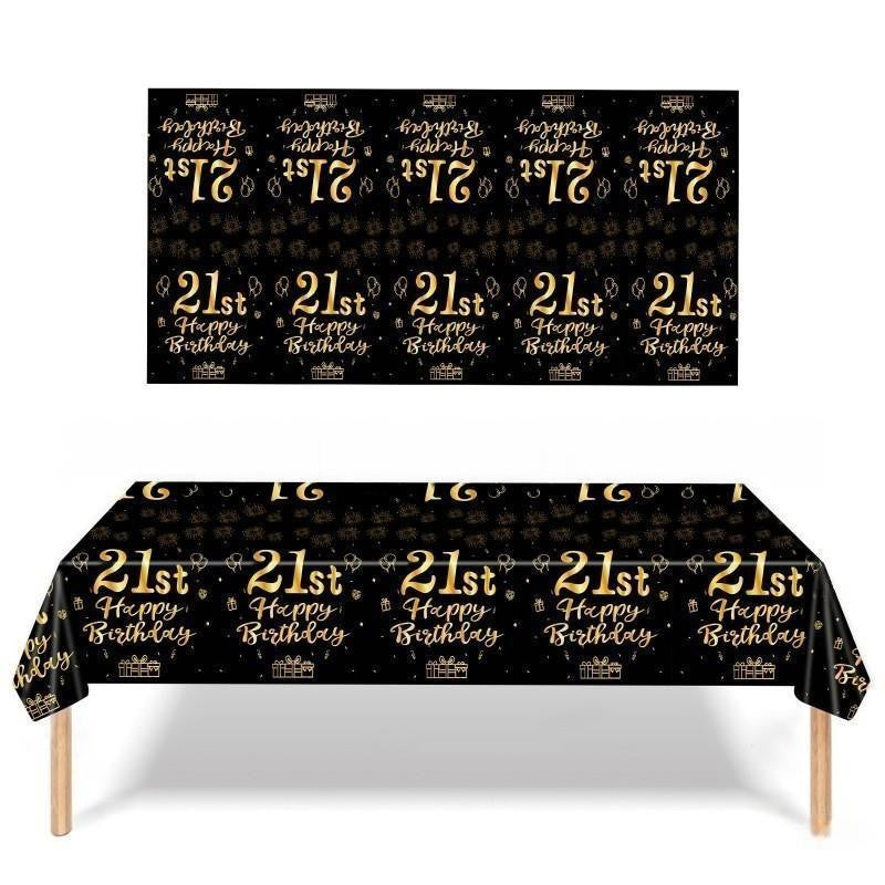 Black & Gold Birthday Party Supplies – Disposable Plates, Napkins, Cups & Tablecloth Set for Baby Boy or Girl Themed Celebration