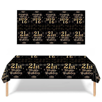 Black & Gold Birthday Party Supplies – Disposable Plates, Napkins, Cups & Tablecloth Set for Baby Boy or Girl Themed Celebration