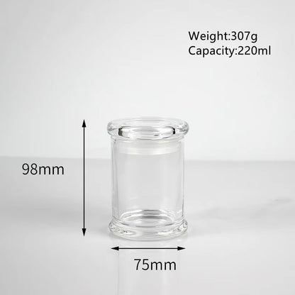Luxury Empty Clear Glass Transparent Bell Shape Desktop Candle Holder Scented Candle Jar With Cover for Decoration DIY Candle (120ml-730ml)