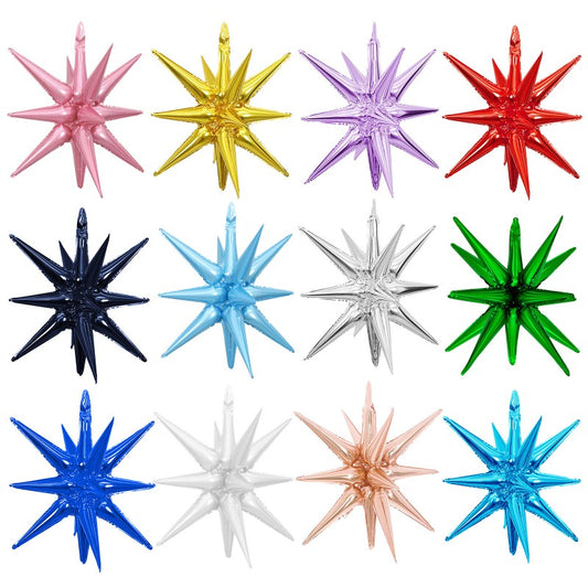 22 Inch 4D Cone Aluminum Foil Balloon Exploding Star Water Drop Light Integrated Balloon For Birthday Party Decoration