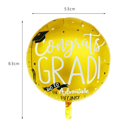 Graduation Foil Balloons – Mortarboard Cartoon Mylar Balloons for Grad Party, Ceremony & Celebration Decor