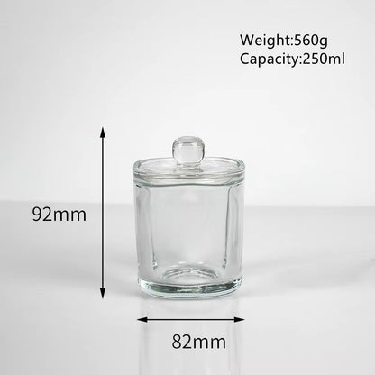 Luxury Empty Clear Glass Transparent Bell Shape Desktop Candle Holder Scented Candle Jar With Cover for Decoration DIY Candle (120ml-730ml)