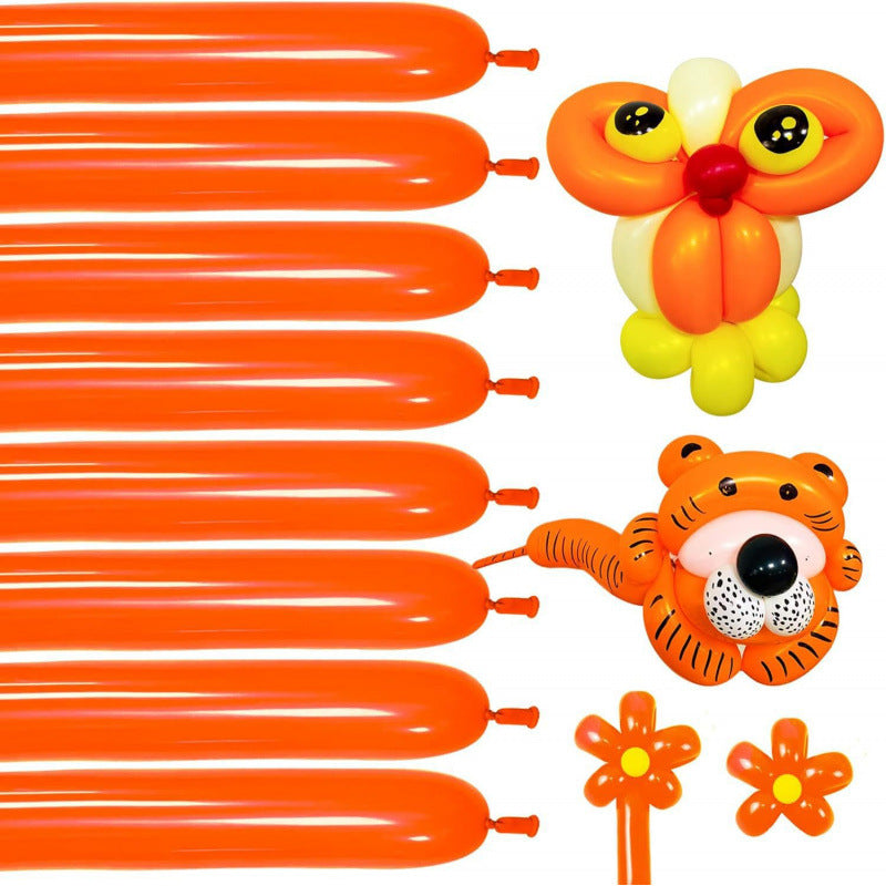 260Q twisting balloon matte orange bundle with twisted tiger