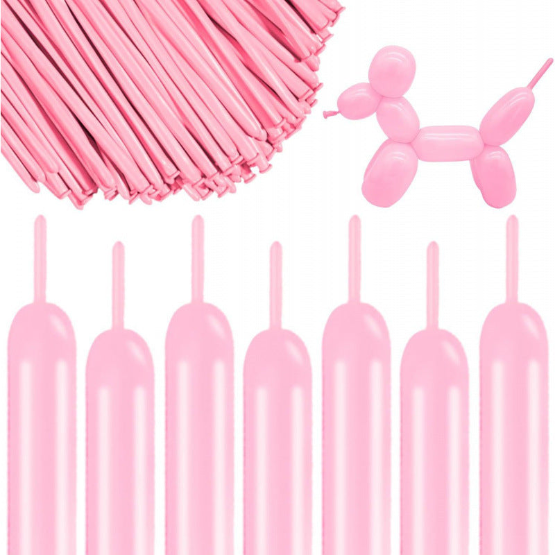 260Q twisting balloon matte baby pink with sculpted poodle