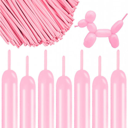 260Q twisting balloon matte baby pink with sculpted poodle