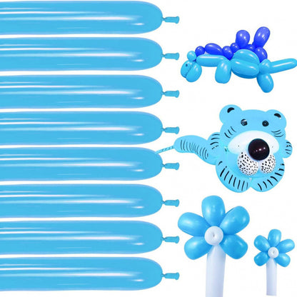 260Q twisting balloon matte light blue with sculpted elephant