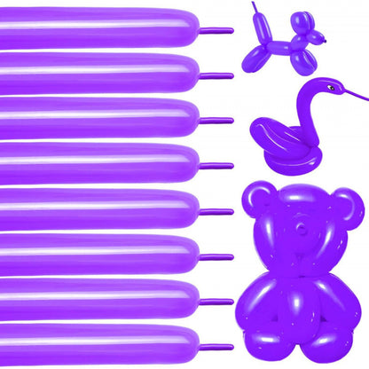 260Q twisting balloon matte purple bundle with sculpted swan