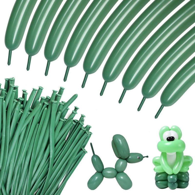 260Q twisting balloon retro sage green with sculpted puppy