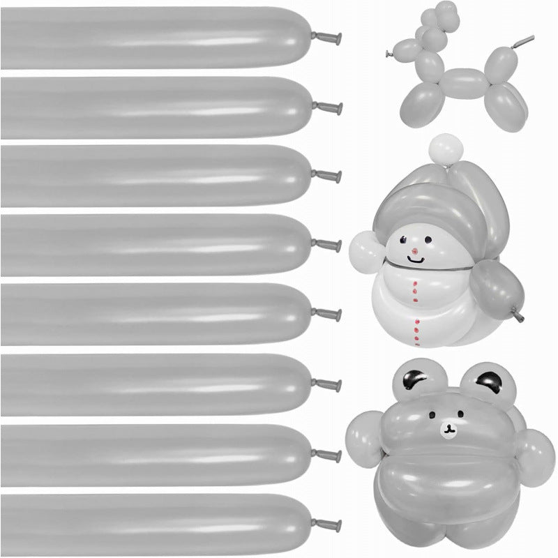 260Q twisting balloon pearl silver bundle with sculpted teddy