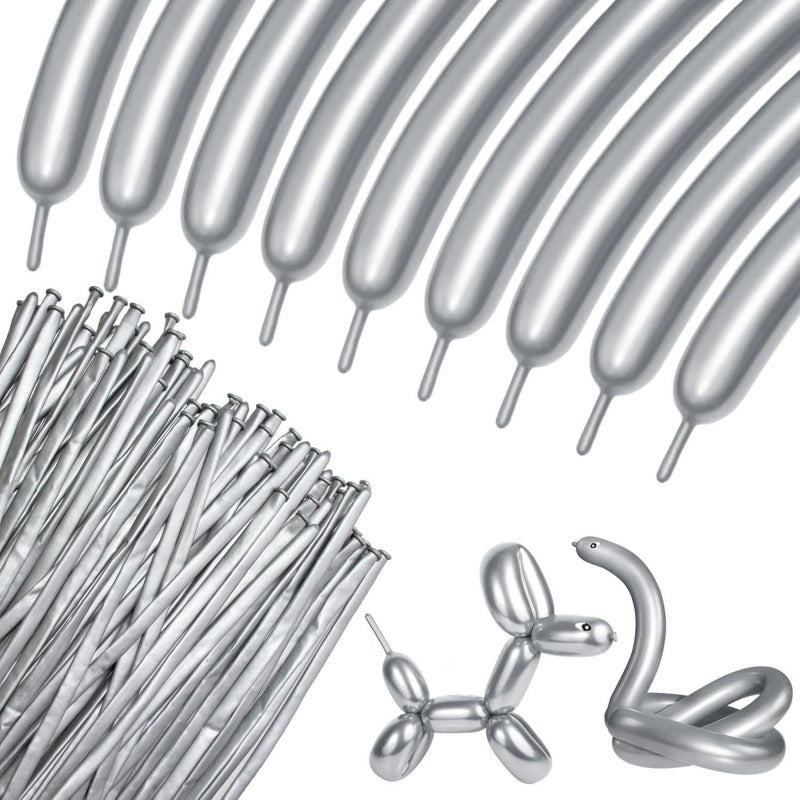 260Q twisting balloon metallic silver bundle with sculpted swan