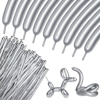 260Q twisting balloon metallic silver bundle with sculpted swan