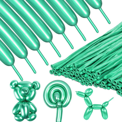260Q twisting balloon metallic green bundle with twisted figures