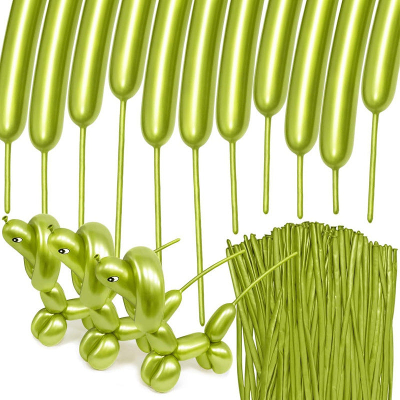 260Q twisting balloon metallic light green with sculpted dog