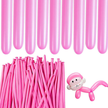 260Q twisting balloon macaron pink bundle with sculpted poodle
