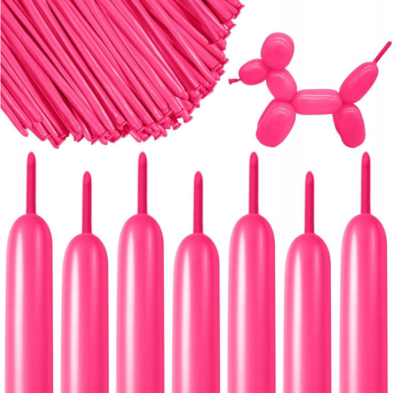 260Q twisting balloon macaron rose red with sculpted poodle
