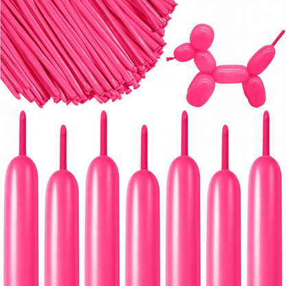 260Q twisting balloon macaron rose red with sculpted poodle
