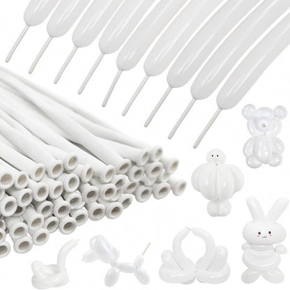 260Q twisting balloon matte white bundle with sculpted swan