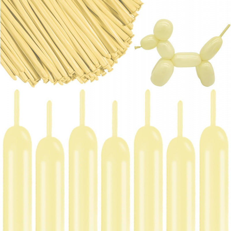 260Q twisting balloon macaron yellow bundle with sculpted dog