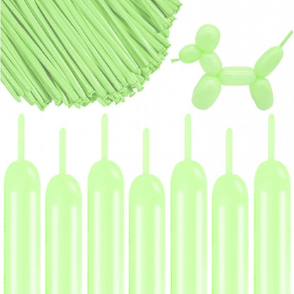 260Q twisting balloon macaron green bundle with sculpted dog
