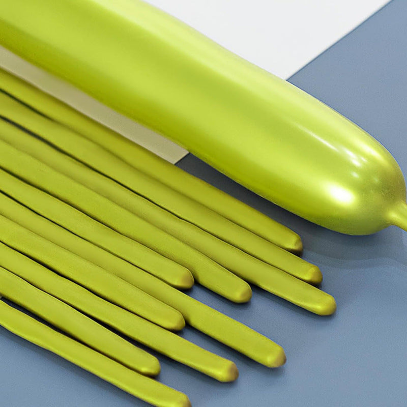 260Q twisting balloon macaron lime green stacked folded bundle