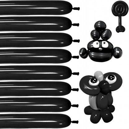 260Q twisting balloon matte black bundle with sculpted bear