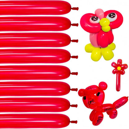 260Q twisting balloon matte red bundle with sculpted flower