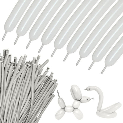 260Q twisting balloon matte gray bundle with sculpted swan