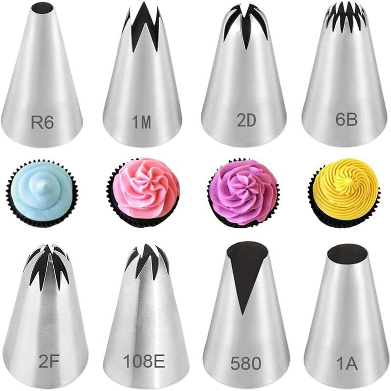 Stainless steel piping nozzle set 8-piece assorted decorating tips