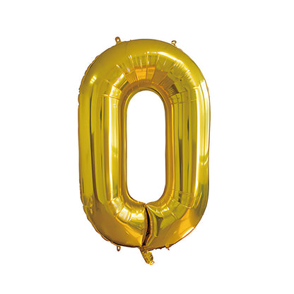 32-inch number foil balloon metallic gold digit zero