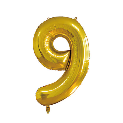 32-inch number foil balloon metallic gold digit nine