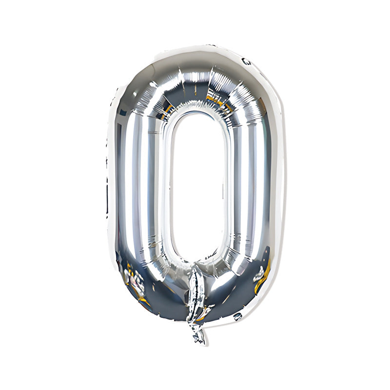 32-inch number foil balloon metallic silver digit zero