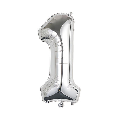 32-inch number foil balloon metallic silver digit one