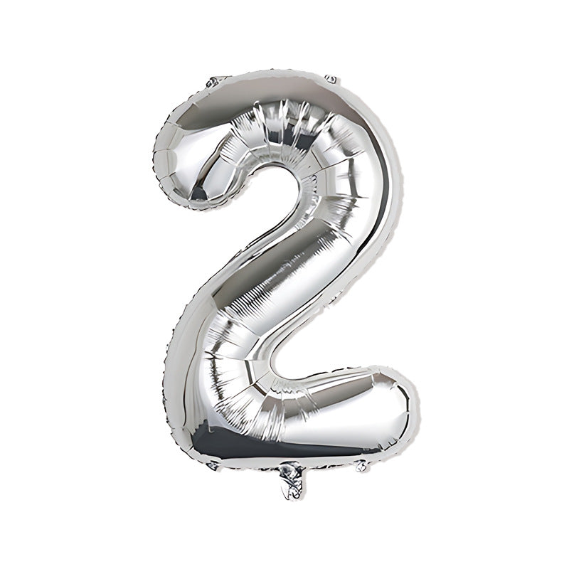 32-inch number foil balloon metallic silver digit two