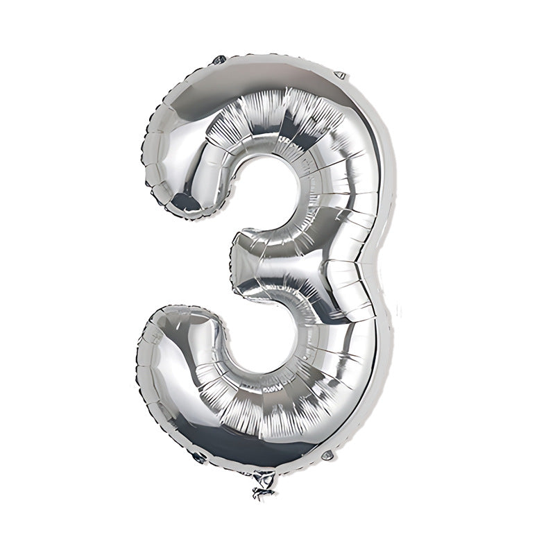 32-inch number foil balloon metallic silver digit three
