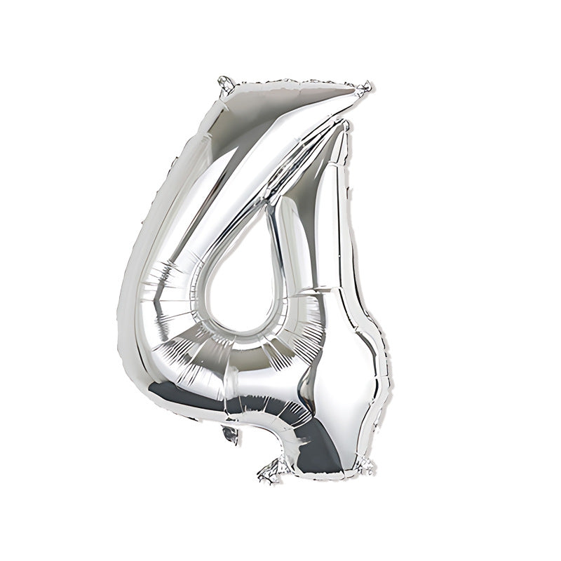 32-inch number foil balloon metallic silver digit four