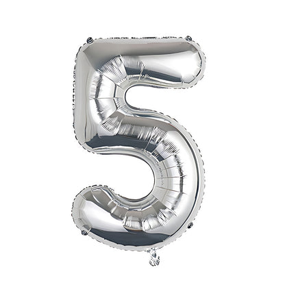 32-inch number foil balloon metallic silver digit five