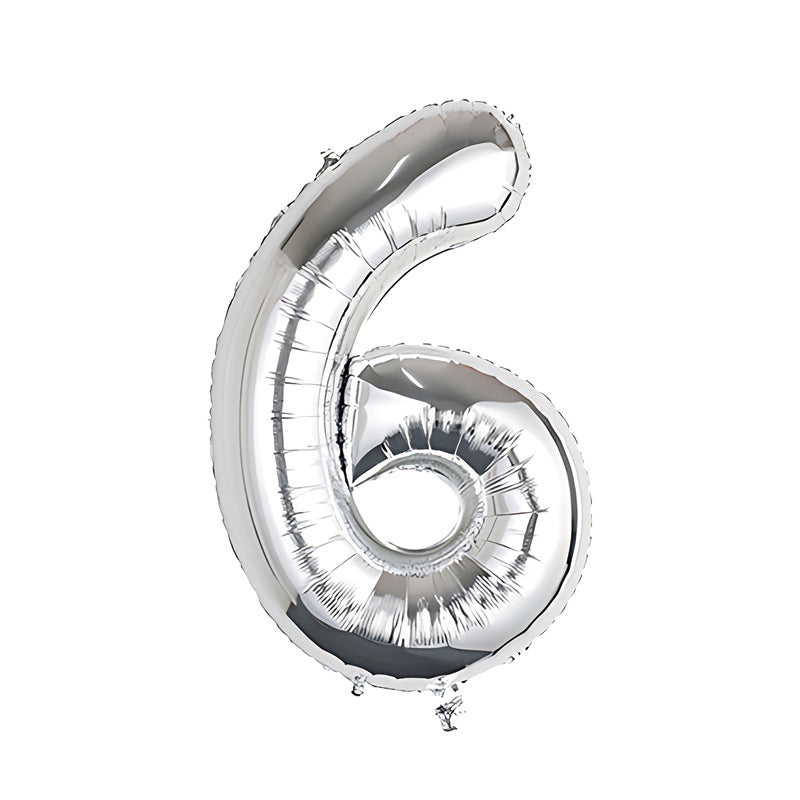 32-inch number foil balloon metallic silver digit six