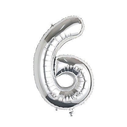32-inch number foil balloon metallic silver digit six