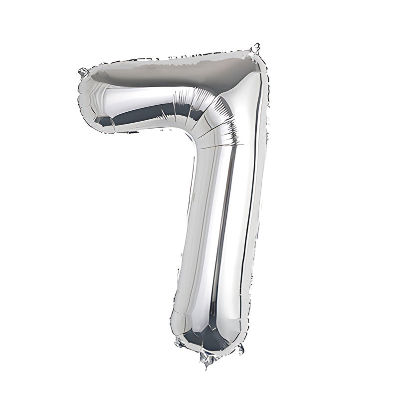 32-inch number foil balloon metallic silver digit seven