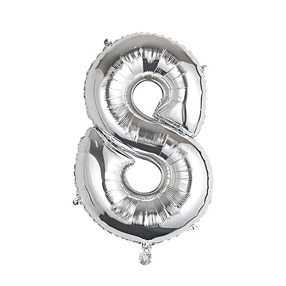 32-inch number foil balloon metallic silver digit eight
