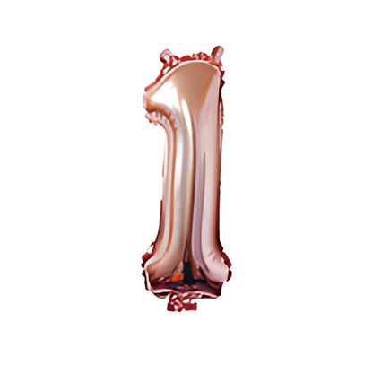 32-inch number foil balloon metallic rose gold digit one